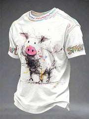 Smart Pig Graffiti Spaß Casual Unisex T-Shirt