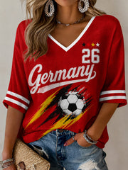Damen-Fußballfan-Graphic-Waffel-T-Shirt in Deutschland