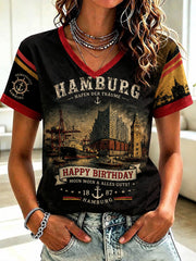 Damen-T-Shirt mit Hafenmotiv aus Hamburg