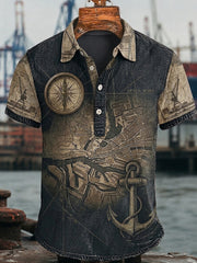 Herren-Lässiges Hemd im Retro-Design mit Hamburger-Hafen-Motiv