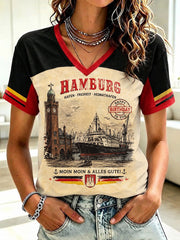 Damen-T-Shirt mit Hafenmotiv aus Hamburg