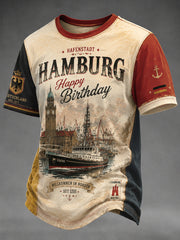 Herren-T-Shirt mit Hafen-Geburtstagsmotiv aus Hamburg