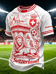Herren-Fußball-T-Shirt mit Schweizer Motiv, lässig geschnitten