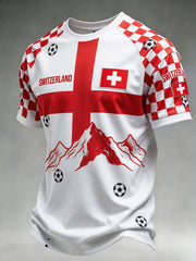 Herren-Schweizer Fußball-Fan-Kunstdruck-Lässiges Trikot