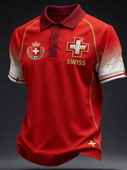 Herren-Schweizer Fußball-Fan-Kunstdruck-Lässiges Trikot