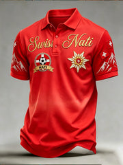Herren-Schweizer Fußball-Fan-Kunstdruck-Lässiges Trikot