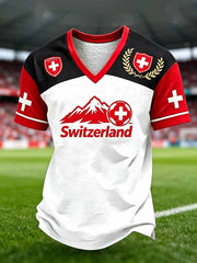 Herren-Freizeit-T-Shirt mit Schweizer Fußballliga-Print