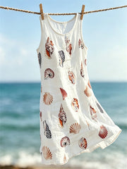 Damen Strand muscheln & Muschel muster Tank kleid