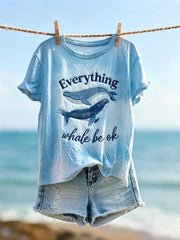 Frauen Alles Whale Ok Gefärbtes kurz ärmel iges T-Shirt