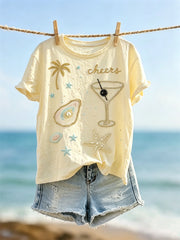 Kurzarm-T-Shirt mit bedruckten Bedruckst Strand urlaub