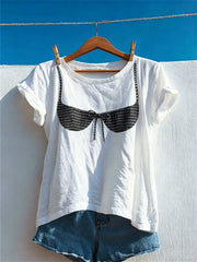 Kurzarm-T-Shirt mit Bikini-Print für Damen