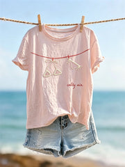 Kurzärmliges Bikini-T-Shirt mit Salzigem Luftdruck für Frauen