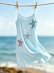 Damen Seestern & Glitter Sea Art Print Cami Mini kleid