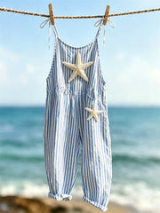 Damen-Strand-Seestern-Druck gestreifter lässiger Overall