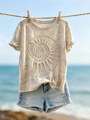 Damen Conch Beach Sands Kurzarm T-Shirt mit Kunstdruck