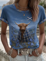 Damen-Highland-Denim-T-Shirt mit Karomuster