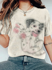 Frauen Fuzzy Dalmatiner Hund Kunst kurz ärmel iges T-Shirt