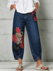 Damenhose mit Tiermotiv-Druck