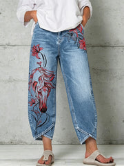 Damenhose mit Tiermotiv-Druck