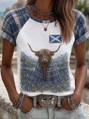 Damen-Highland-Denim-T-Shirt mit Karomuster