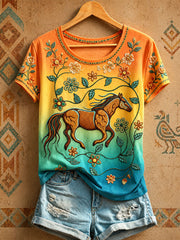 Damen-T-Shirts mit indianischem Pferde‑Art‑Design