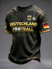 Herren-Fußball-T-Shirt in Schwarz mit 3D-Druck, im Retro-Stil, lässig geschnitten