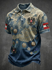 Retro-Österreichische Tarnfarben-Verlauf-Lässiges Poloshirt
