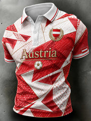 Herren-Poloshirt mit kurzen Ärmeln und Fußball-Print