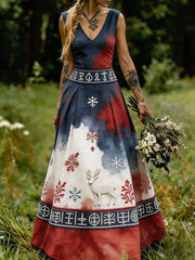 Damenkleid im skandinavischen nordischen Stil mit floralem Kunstdruck