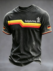 Herren-Casual-T-Shirt in Schwarz mit Münchner Streifen