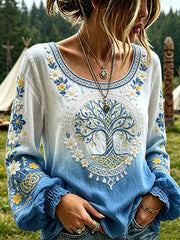Damenmode Wikinger Lebensbaum-Kunstdruck-Top