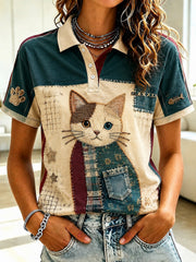 Damen Katzen liebhaber bedrucktes Hemd