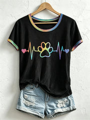 Frauen bunter Pfoten druck T-Shirt