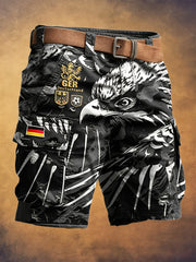 Herren-Shorts in Schwarz mit deutschem Fußballadler-Print, lässig für die Arbeit