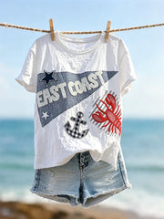 Kurzarm-T-Shirt mit Hummer-und Anker druck an der Ostküste