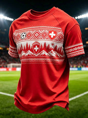 Schweizer Fußballspiel muster der Männer Bedrucktes T-Shirt