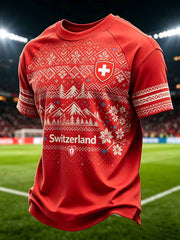Herren-T-Shirt mit Schweizer Fußballspiel-Motiv
