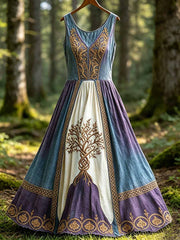 Damenmode Kleid mit Lebensbaum-Viking-Muster-Print