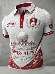Herren-Vintage-Schweizer Kunstdruck-Lässiges Trikot