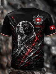 Herren-Vintage-Schweizer Kunstdruck-Lässiges Trikot