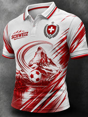 Herren-Vintage-Schweizer Kunstdruck-Lässiges Trikot