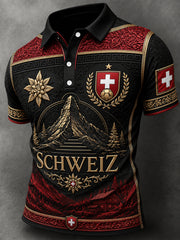 Herren-Vintage-Schweizer Kunstdruck-Lässiges Trikot