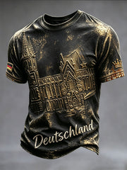 Herren-T-Shirt in Schwarz mit Berlin-Kulturfestival-Print im Vintage-Stil, lässig geschnitten