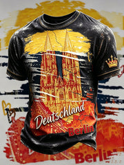 Herren-Casual-T-Shirt mit Berliner Kulturkarneval und Vintage-Graffiti-Print