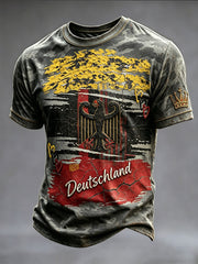 Herren-Casual-T-Shirt mit Tarnmuster und deutscher Flaggen-Optik