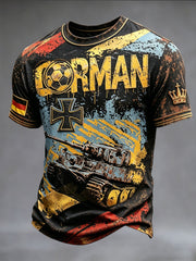 Herren-T-Shirt mit Street-Graffiti-Print zum Fußball in Deutschland, lässig geschnitten