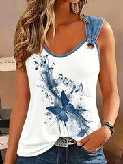 Ärmelloses Tank-Top für Damen-Tiermusik-Schmetterlings druck
