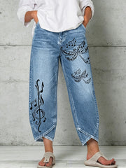 Damenhose mit Tiermotiv und Libellen-Print