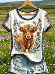 Damen-Highland-Denim-T-Shirt mit Karomuster