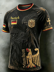 Herren-T-Shirt mit München-Eagle-Print, lässig, Schulterabfall-Design